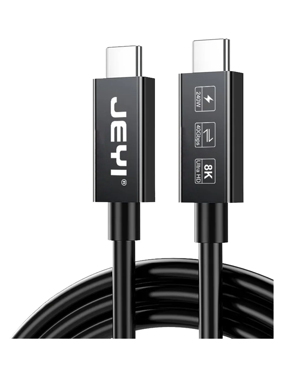JEYI Thunderbolt 4 Kablo 50cm | 40Gbps, 8K@60Hz Görüntü, 240W PD, Data ve Şarj (TB-050 )