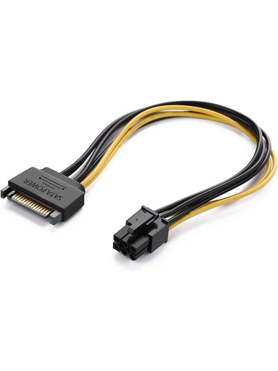 JustQuality 20 cm ATX 6 Pin (Dişi) to SATA 15 Pin (Erkek) Power PCI-e Grafik Video Kartı Güç Kablosu
